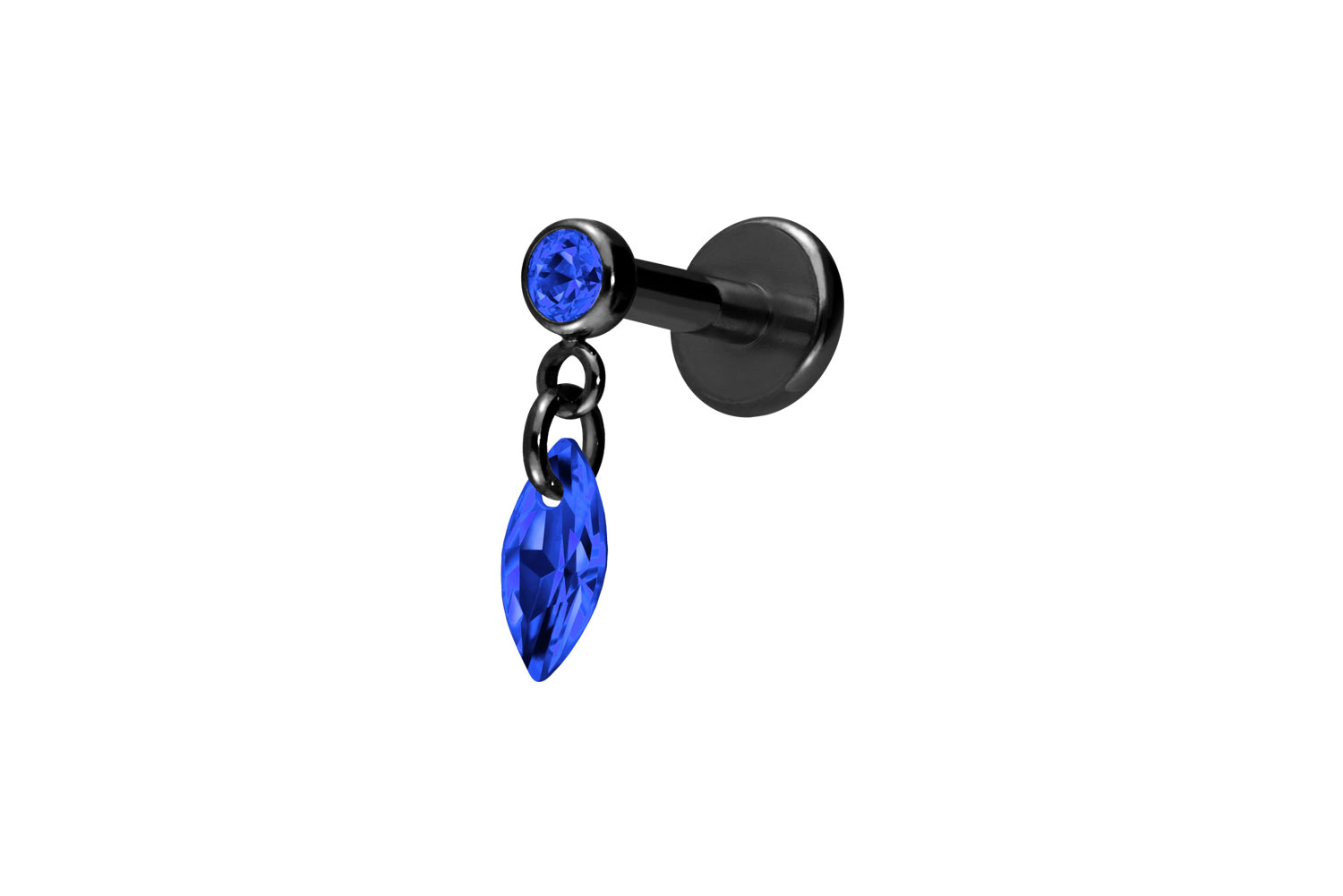 Titan Labret Piercing mit Innengewinde KRISTALLOVAL
